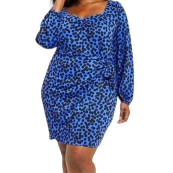 NWOT AVA & VIV POLKA-DOT FRONT WRAP DRESS MADE WITH RECYCLED MATERIALS SZ.2X - Picture 1 of 5